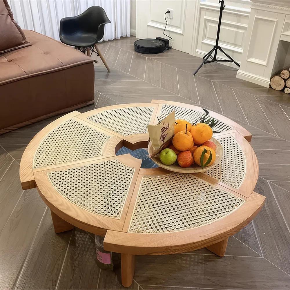 Introducing our Minimalist Modern Ash Wood Rattan Coffee Table, a stunning blend of natural elegance and contemporary design. Crafted from premium ash wood with rattan accents, this round coffee table adds warmth and style to any room. Its spacious 140x140x33cm size is perfect for holding coffee, books, or décor, while its minimalist design complements any interior. Easy to assemble and space-efficient, this versatile table is ideal for modern living rooms, reading nooks, or as a stylish centerpiece. With its durable construction and timeless appeal, it’s a must-have for those seeking both beauty and functionality in their home.