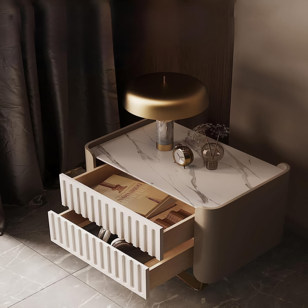 Elevate your bedroom with our Luxury Nordic Nightstands, designed to combine modern style with advanced functionality. Crafted from high-quality wood, these nightstands come in three unique versions: a sleek rock slab design, one with induction lighting for a soft glow, and the ultimate version with both induction light and wireless charging for a futuristic touch. Perfect for modern bedrooms, these nightstands offer versatile storage and smart features to enhance your space. Free shipping options available.
