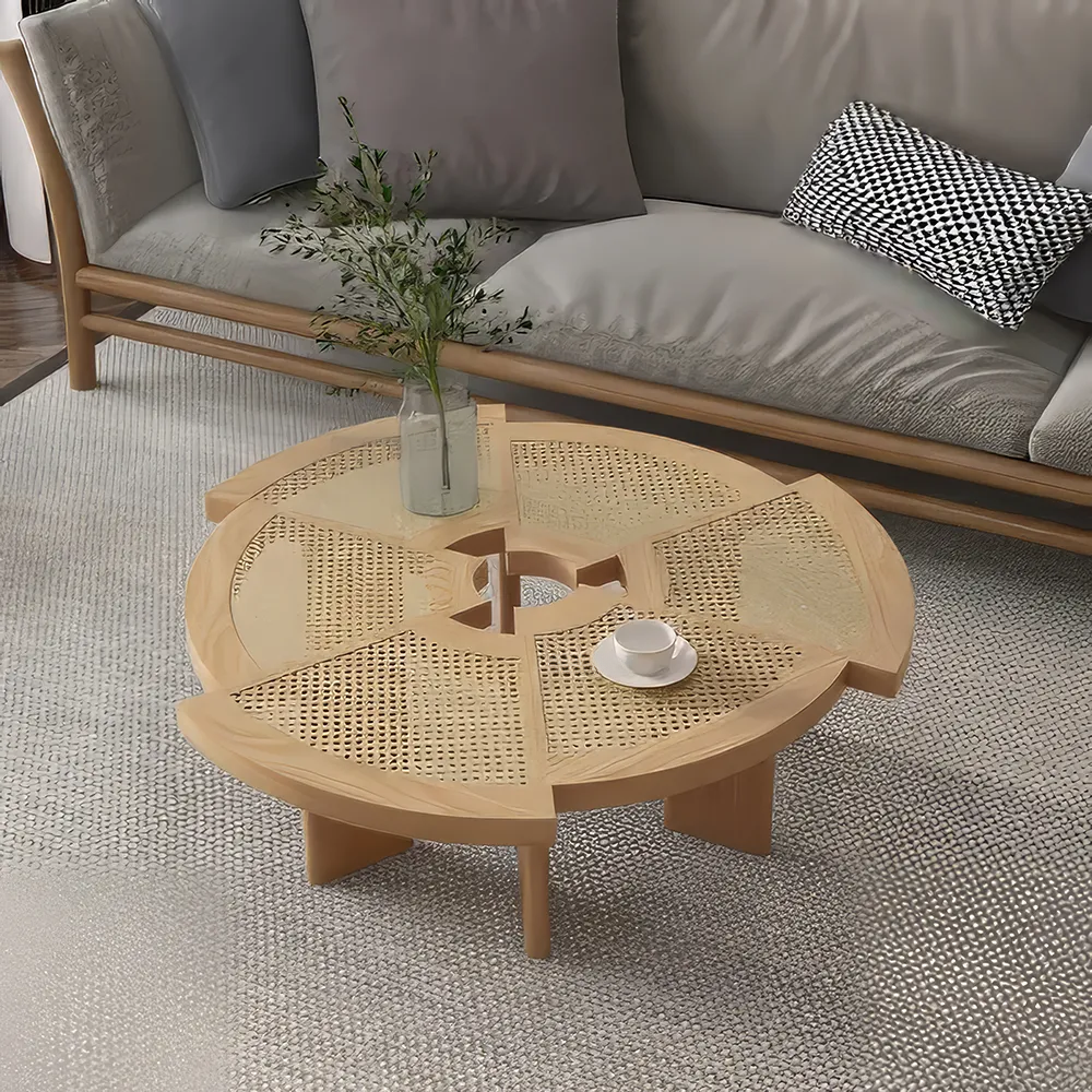 Introducing our Minimalist Modern Ash Wood Rattan Coffee Table, a stunning blend of natural elegance and contemporary design. Crafted from premium ash wood with rattan accents, this round coffee table adds warmth and style to any room. Its spacious 140x140x33cm size is perfect for holding coffee, books, or décor, while its minimalist design complements any interior. Easy to assemble and space-efficient, this versatile table is ideal for modern living rooms, reading nooks, or as a stylish centerpiece. With its durable construction and timeless appeal, it’s a must-have for those seeking both beauty and functionality in their home.