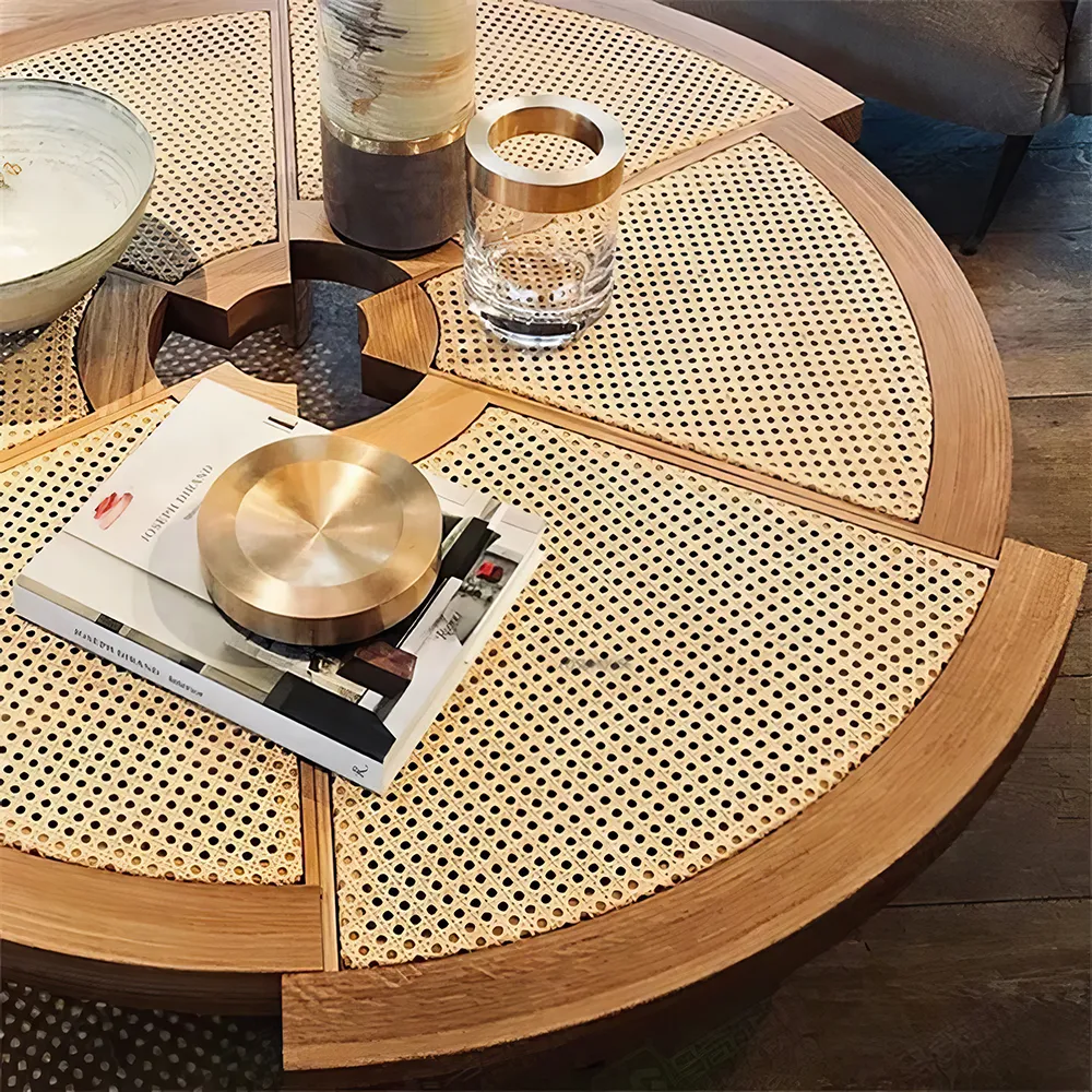 Introducing our Minimalist Modern Ash Wood Rattan Coffee Table, a stunning blend of natural elegance and contemporary design. Crafted from premium ash wood with rattan accents, this round coffee table adds warmth and style to any room. Its spacious 140x140x33cm size is perfect for holding coffee, books, or décor, while its minimalist design complements any interior. Easy to assemble and space-efficient, this versatile table is ideal for modern living rooms, reading nooks, or as a stylish centerpiece. With its durable construction and timeless appeal, it’s a must-have for those seeking both beauty and functionality in their home.