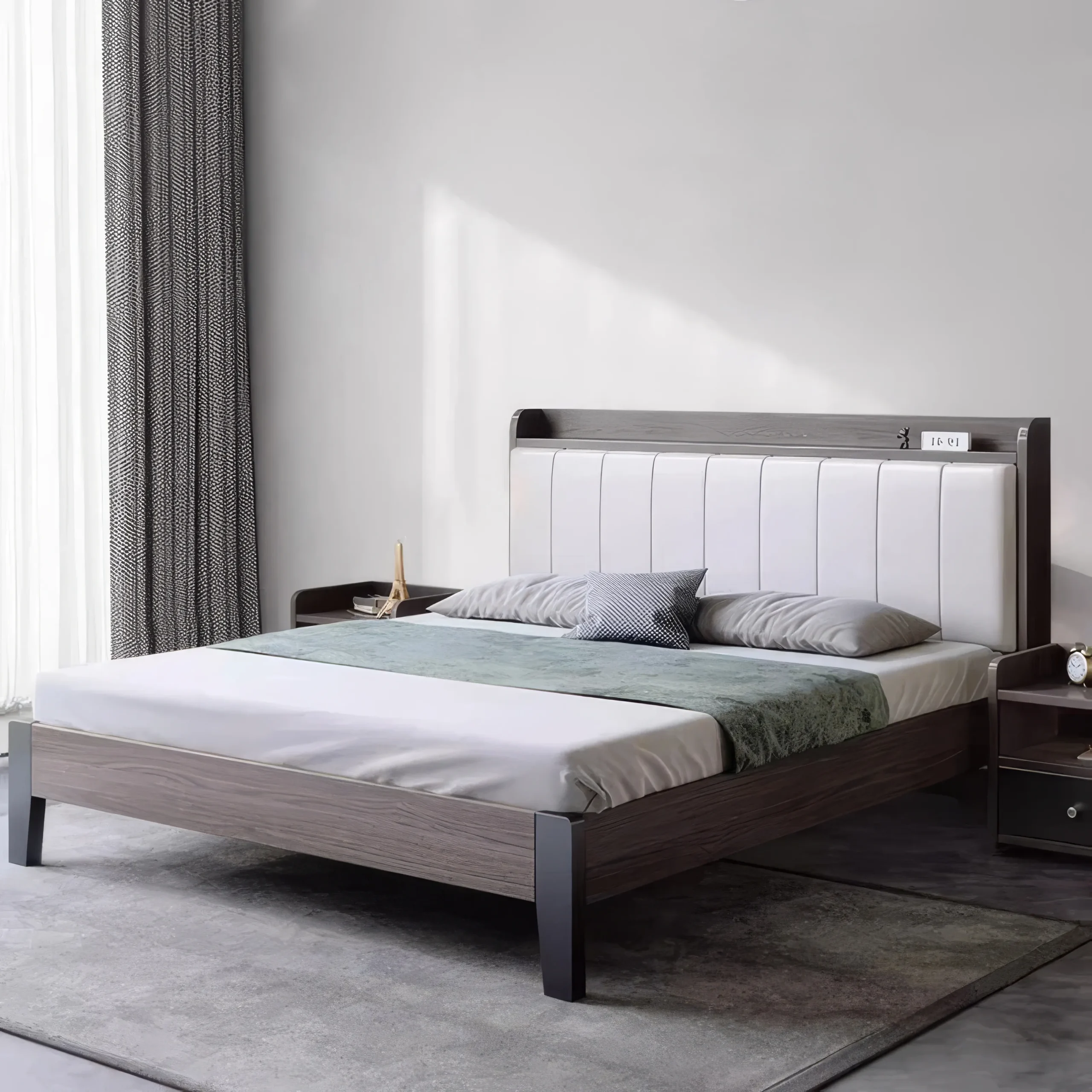 main-image-4-2-38 Introducing the Modern Minimalist Wooden King Size Bed – a sleek and stylish addition to any bedroom. Crafted from eco-friendly pine wood, this bed frame combines durability with sustainability. Its clean lines and minimalist design bring a touch of modern elegance, making it suitable for a variety of interior styles, from Scandinavian to contemporary. The spacious king size provides ample comfort for a restful night's sleep, while its foldable design ensures easy assembly and storage. Perfect for small spaces or anyone seeking a clutter-free, sophisticated bedroom. Experience timeless comfort and style with this versatile bed today!