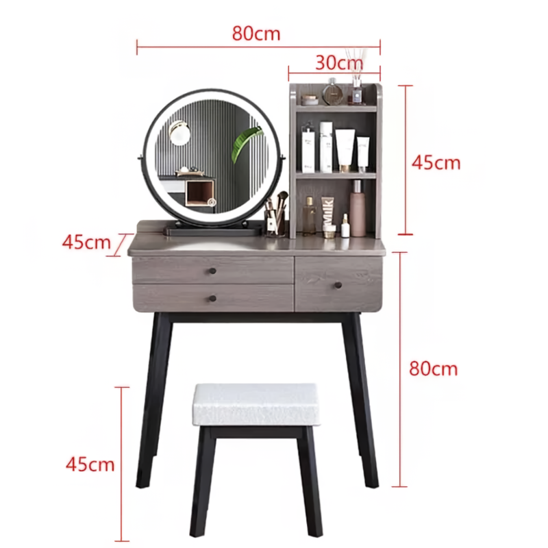 Introducing our Modern Elegant Dressing Table, designed to bring style and functionality to your bedroom or hotel suite. With its sleek white finish and modern design, this dressing table features a spacious mirror for easy makeup and hairstyling, along with a comfortable stool for a relaxing beauty routine. Ample storage drawers keep your makeup, jewelry, and essentials organized. Perfect for daily use or as a luxurious addition to any space, it offers both elegance and practicality. Elevate your dressing experience with this sophisticated piece today.